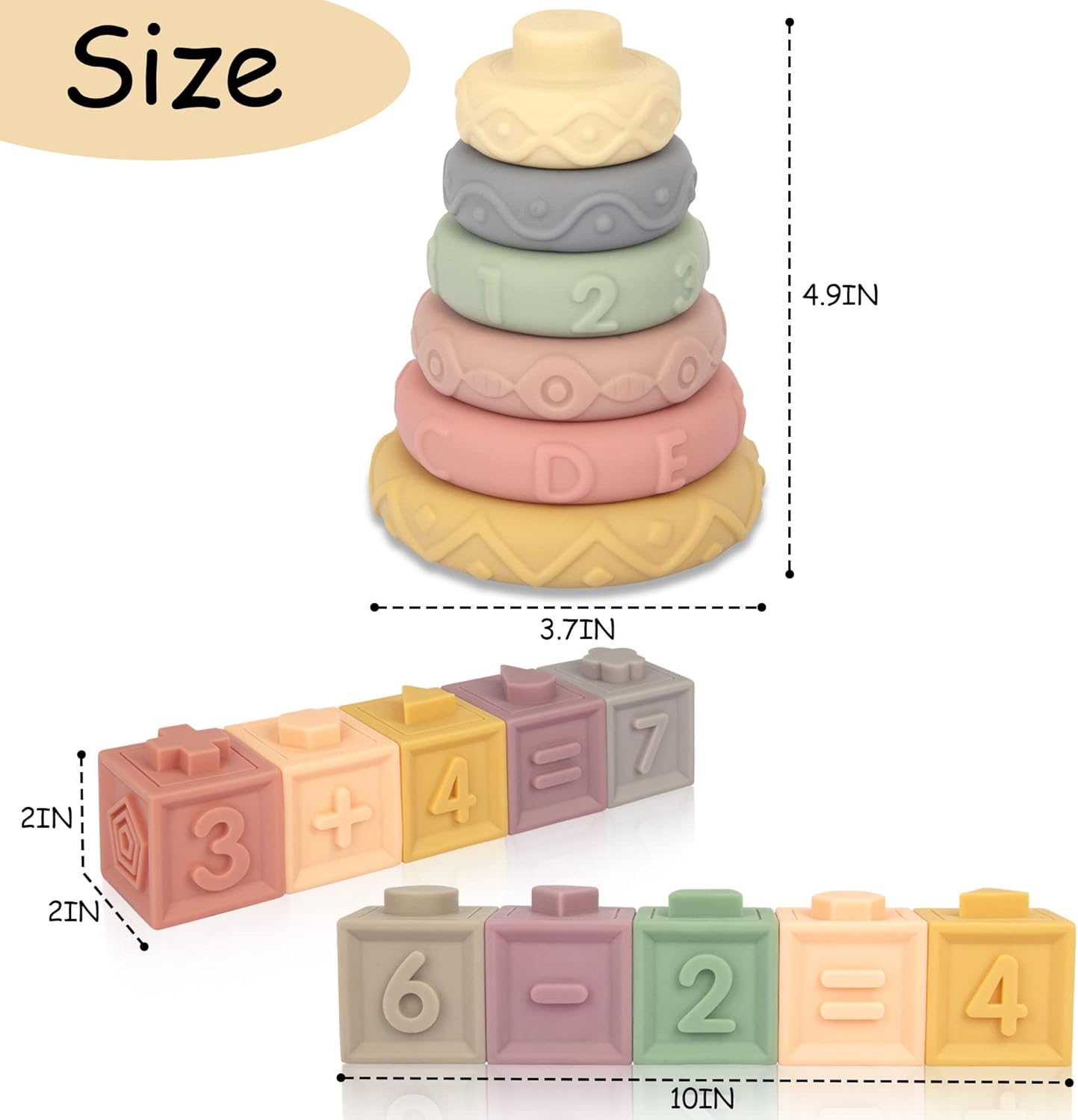 21 juguetes Montessori para bebés, juguetes de dentición para bebés meses, 6 meses o más, torre apilable de aprendizaje educativo temprano,