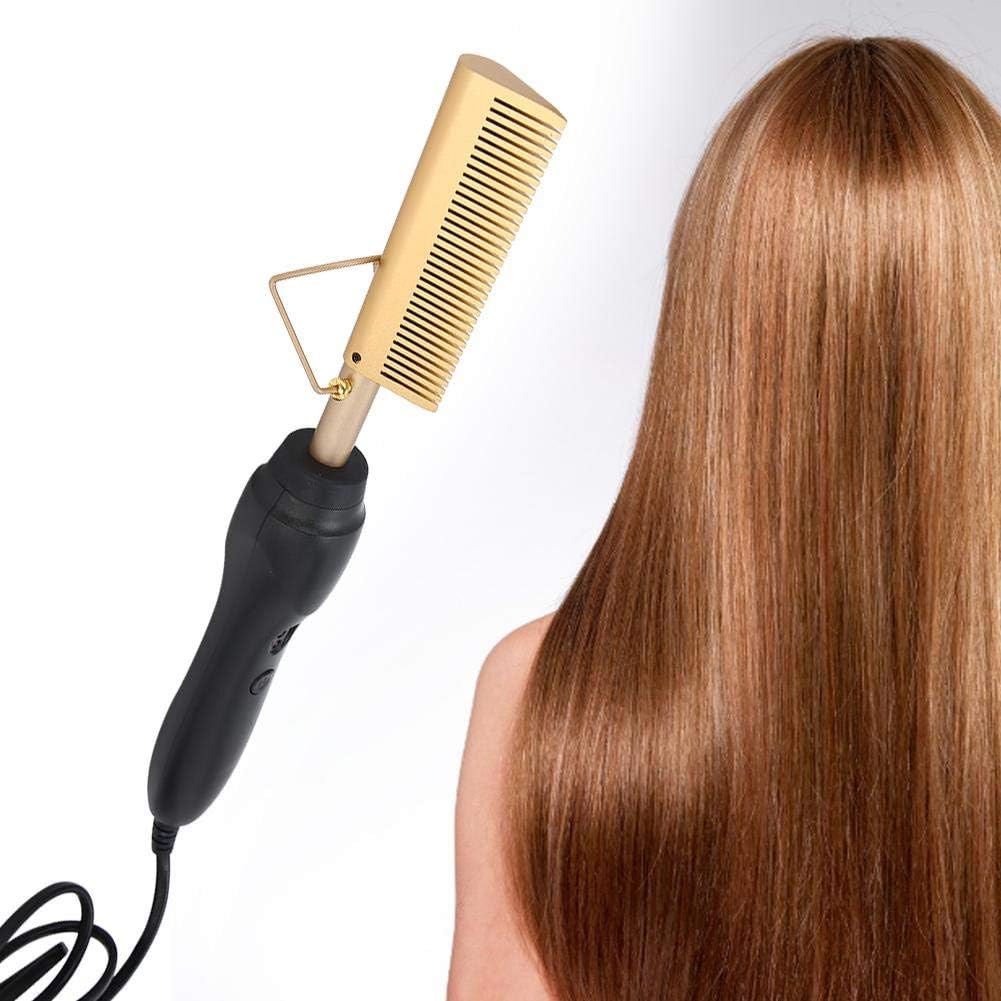 Peine alisador de cabello 2 en 1, rizador de pelo eléctrico, rizador multifuncional, húmedo y seco, alisar y rizar (EE. UU.)