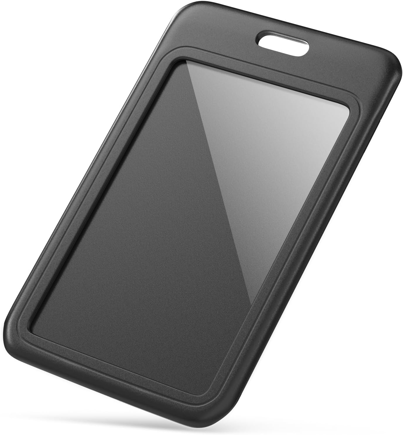 JINEASY ID Paquete de 3 portatarjetas verticales de plástico duro para tarjetas de identificación de trabajo, resistente, color negro
