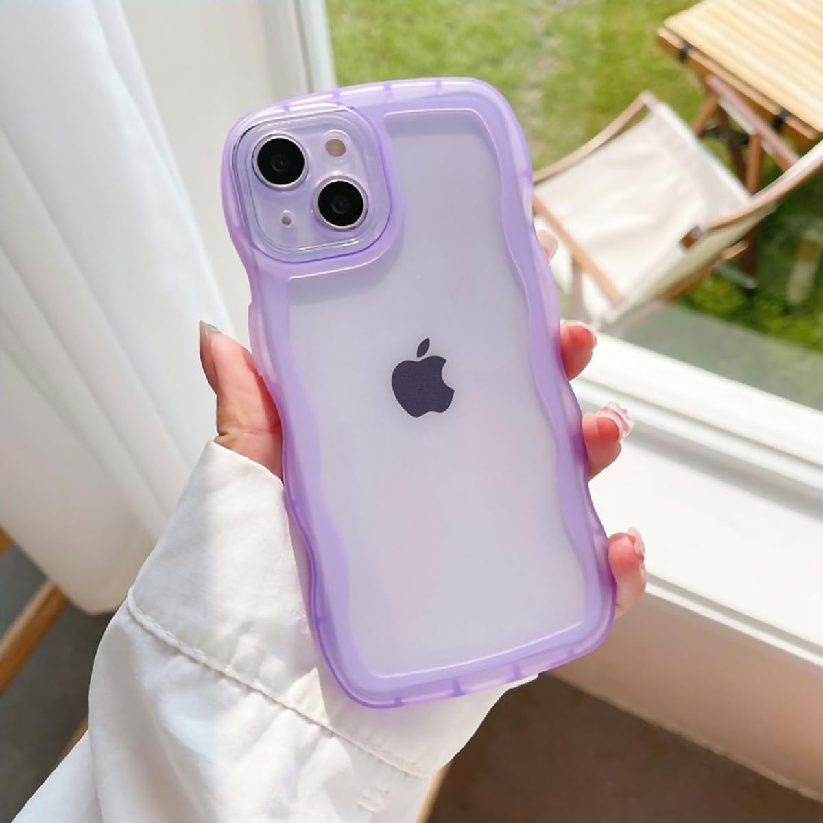 UMIONE – Funda de silicona suave para iPhone 11 de 6.1 pulgadas, forma de marco de onda rizada kawaii, a prueba de golpes, funda protectora para