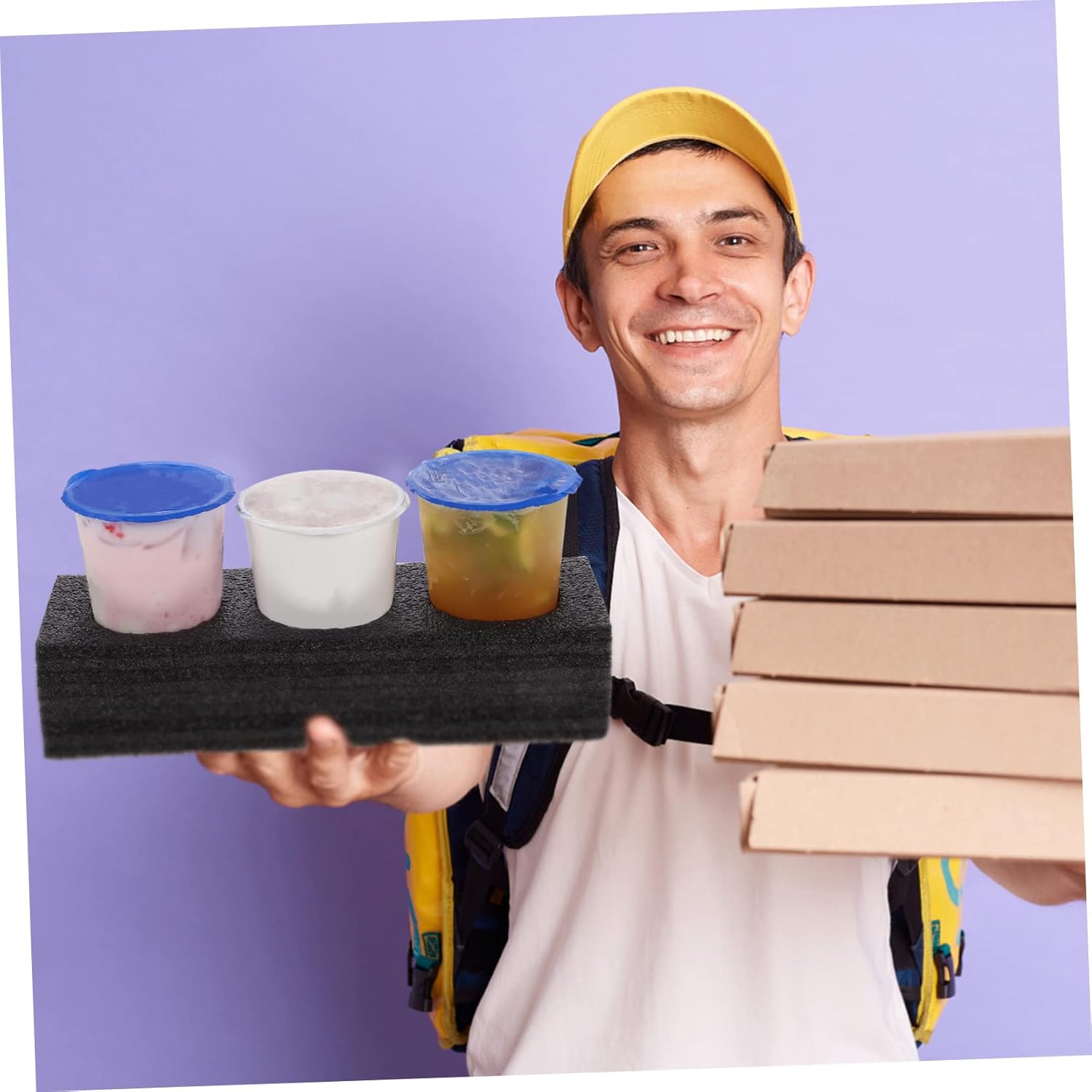 Portavasos para llevar, 4 unidades, portavasos, para bebidas, bandeja de bebidas, bandeja de bebidas para llevar, soporte de café, soporte de espuma
