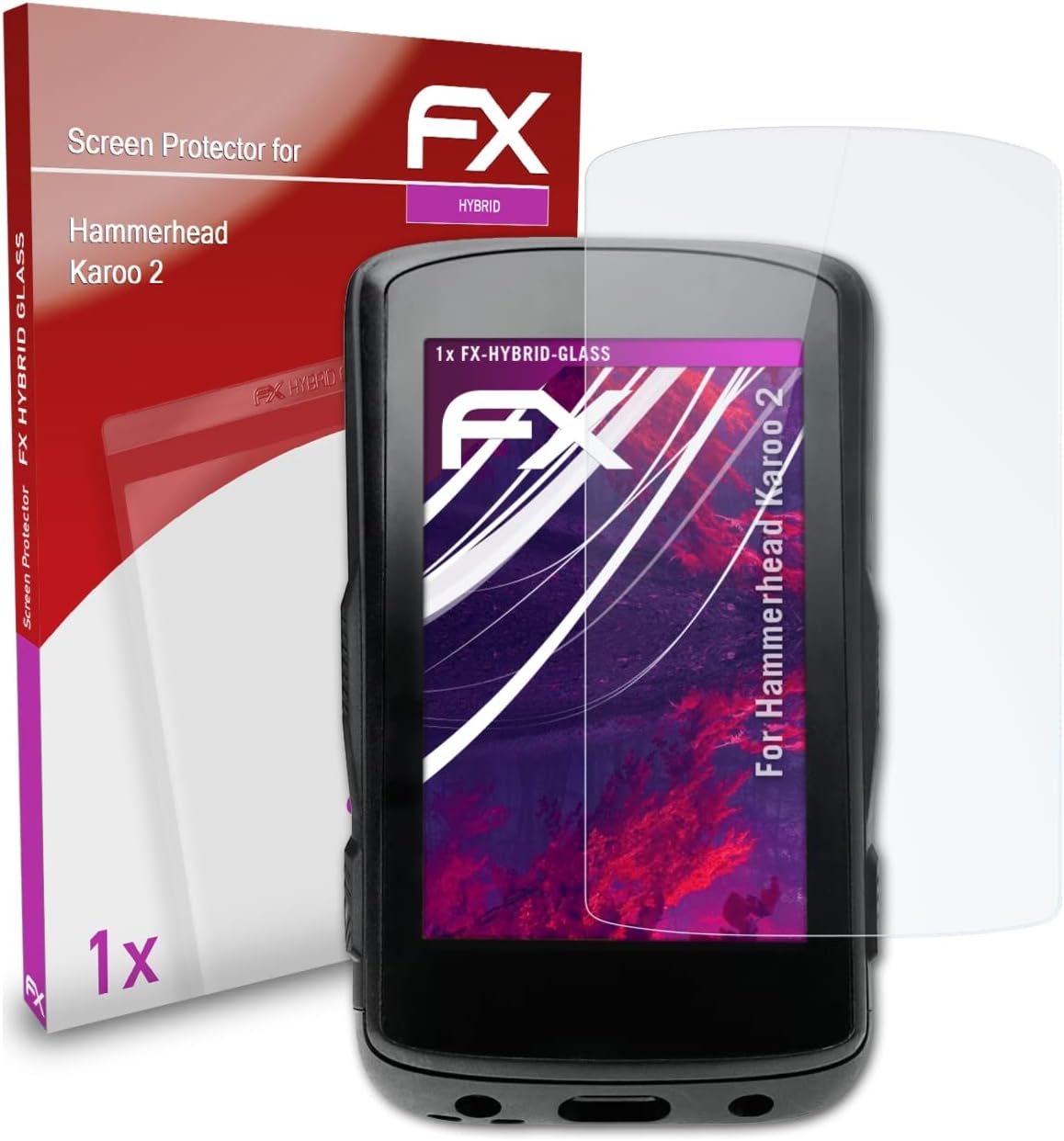 Película protectora de vidrio de plástico compatible con Hammerhead Karoo 2 Glass Protector, 9H Hybrid-Glass FX Glass Screen Protector de plástico
