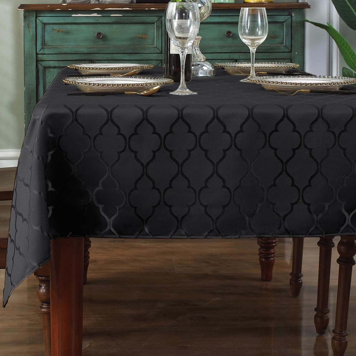 SASTYBALE Mantel jacquard con patrón de flores, de poliéster, a prueba de derrames, resistente al polvo, a las arrugas, para cocina, comedor,