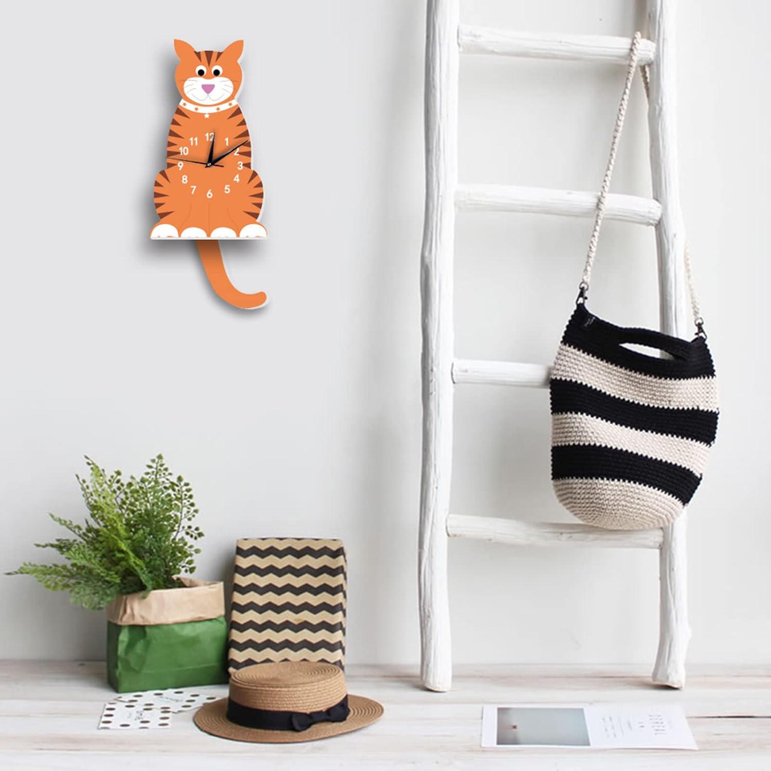 Reloj de pared de dibujos animados para niños, silencioso, colgante con péndulo para habitaciones de niños, decoración perfecta para habitación y