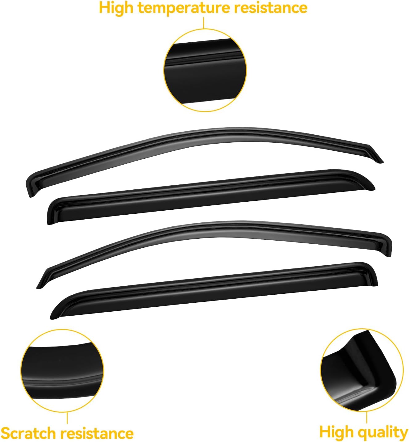Viseras de ventana para Chevrolet Silverado y GMC Sierra 1500 Crew Cab 2014-2018, deflector de sombra de ventilación, color humo oscuro para