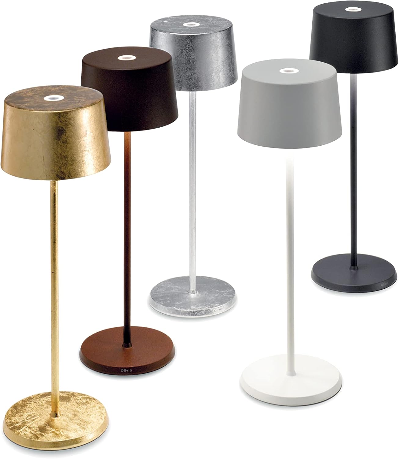 Zafferano Olivia Pro Lámpara de mesa inalámbrica (color blanco), 3 generación, aluminio, protección IP54, uso en interiores y exteriores, base de