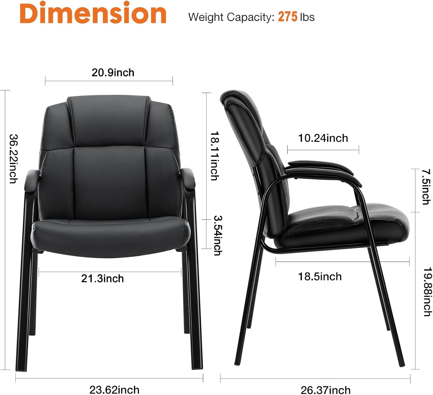 Sweetcrispy Juego de 2 sillas de sala de espera, sillas de oficina para invitados con brazos acolchados para ancianos, área de recepción para el