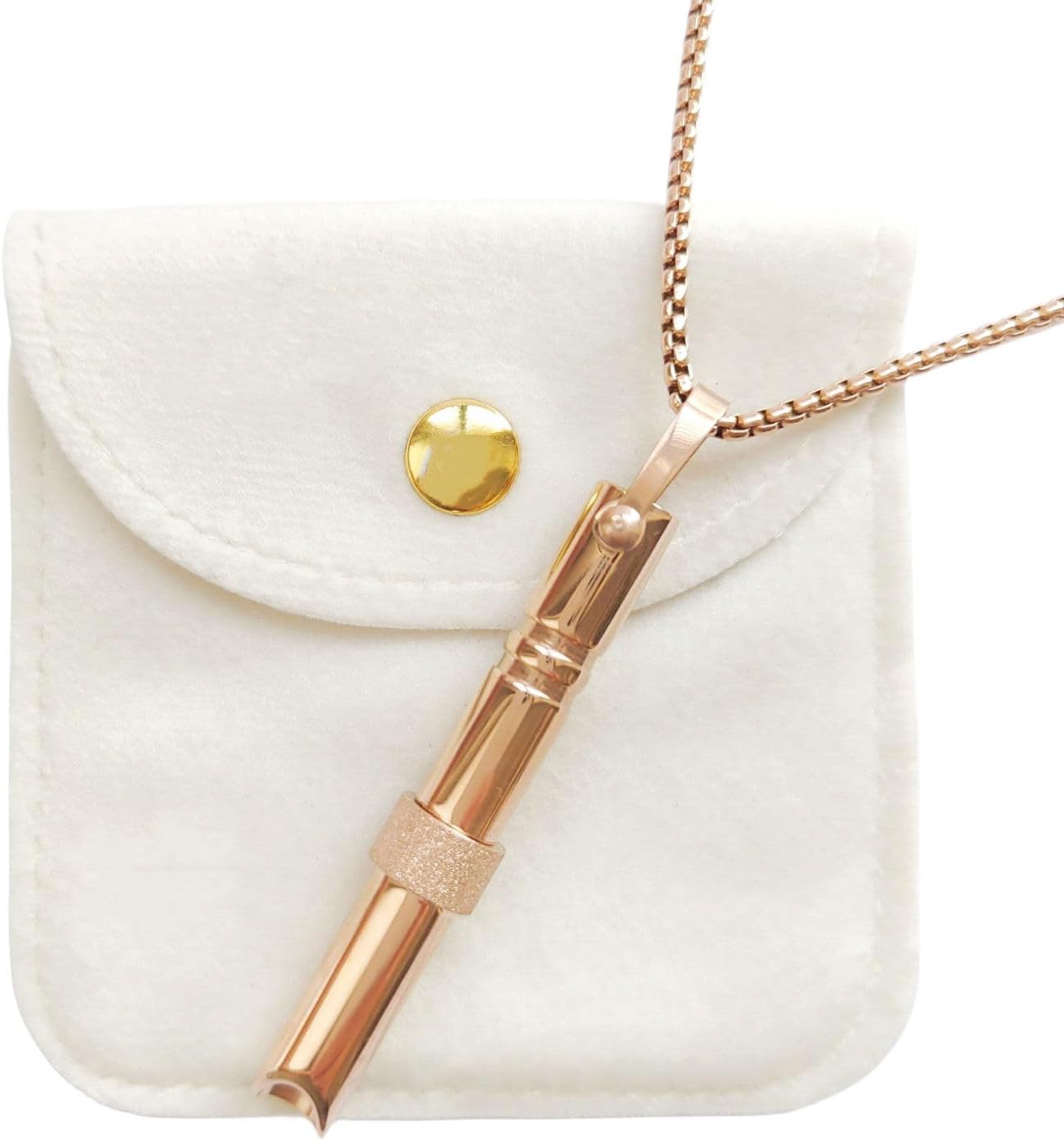 Collar de ansiedad, collar de respiración silenciosa, collares de ansiedad para mujeres y hombres, collar de respiración consciente (oro rosa), No