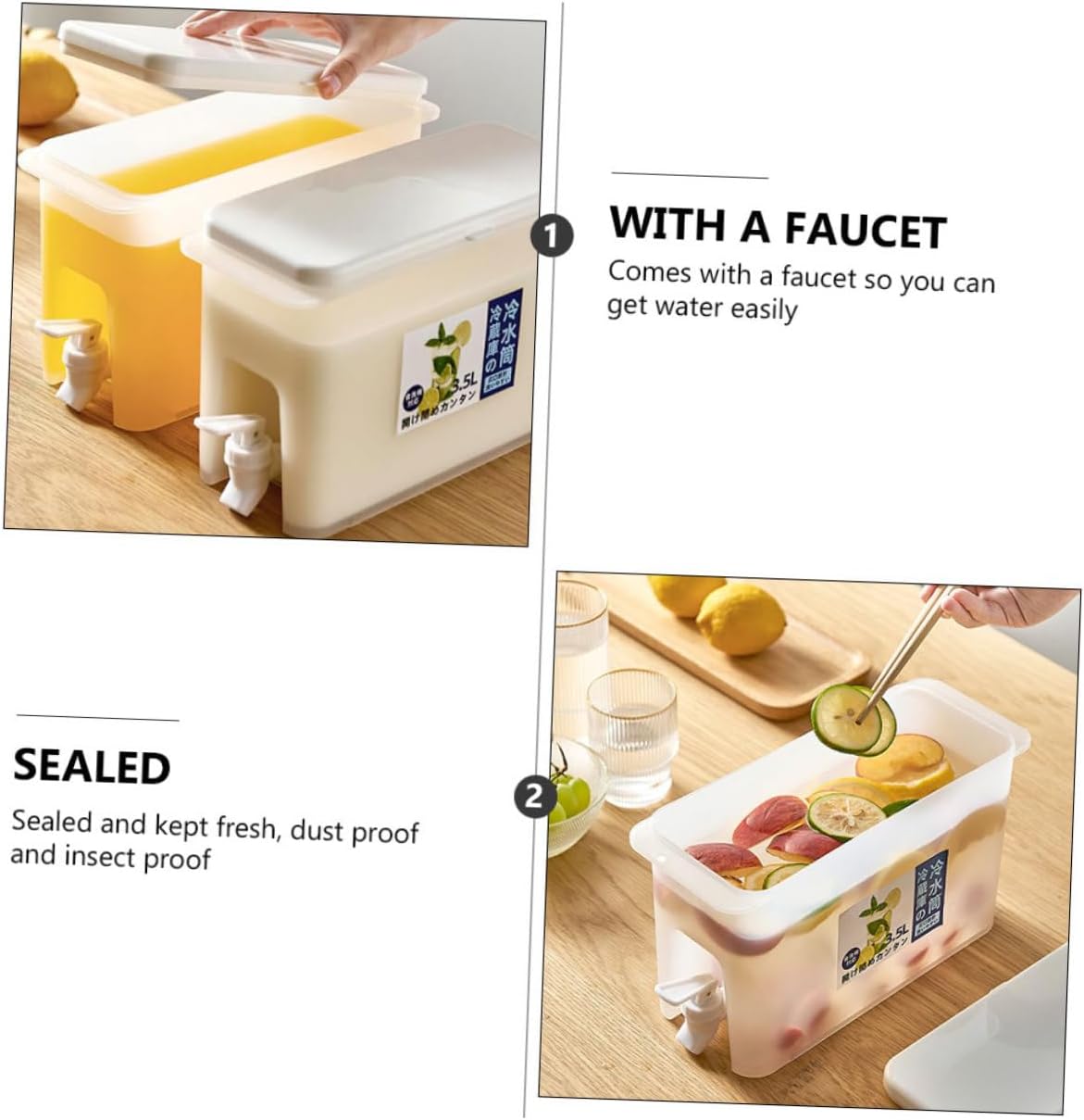NOLITOY Cubo de bebida fría grande para café, jarra de agua helada, jarra de agua para cocina, refrigerador, recipiente de agua, hervidor de agua