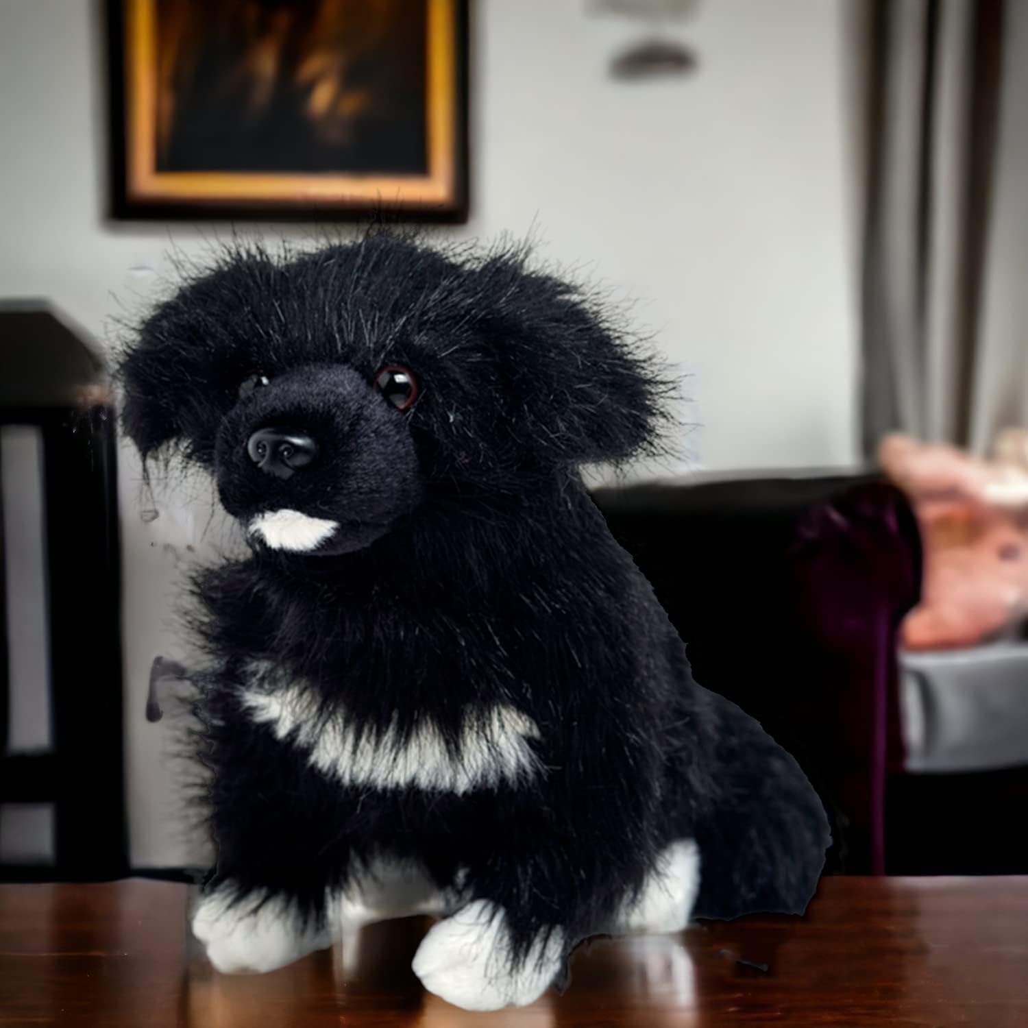 Adorable juguete de peluche de Terranova de 10 pulgadas, suave y esponjoso, para niños y niñas, bonita muñeca de animal para jugar y comodidad