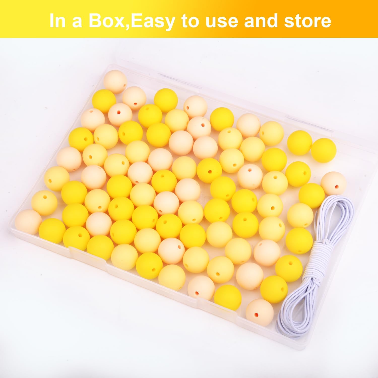 70 cuentas de silicona de color amarillo degradado, cuentas redondas de silicona de 0.59 pulgadas para hacer llavero, pulsera, collares, cuentas de