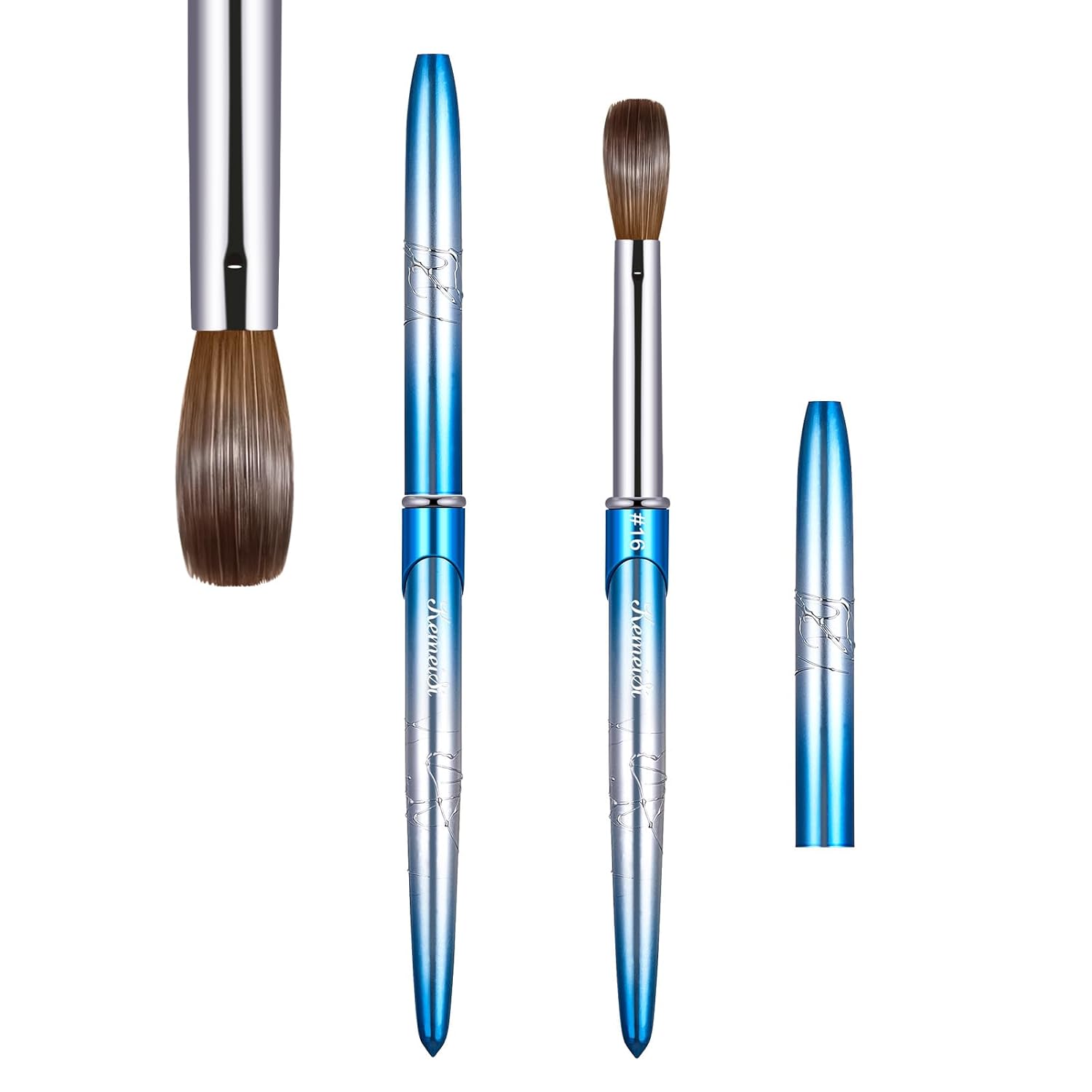 Brocha de uñas acrílicas, tamaño 16, 100% puro, Kolinsky, mango resistente, forma ovalada, herramientas de diseño de uñas en polvo acrílico para