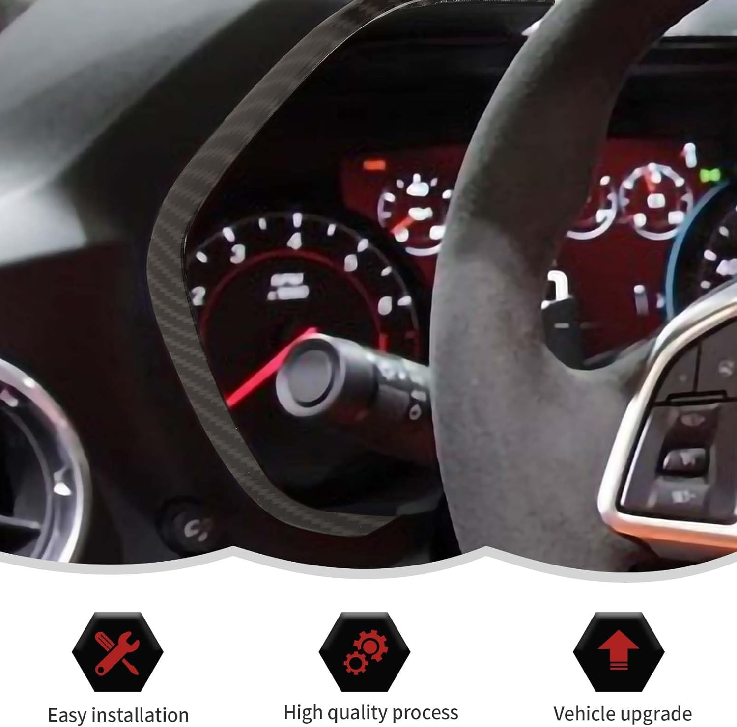 RT-TCZ Cubierta de fibra de carbono para salpicadero, marco de velocímetro, decoración interior accesorios para Chevrolet Chevy Camaro 2016-2023