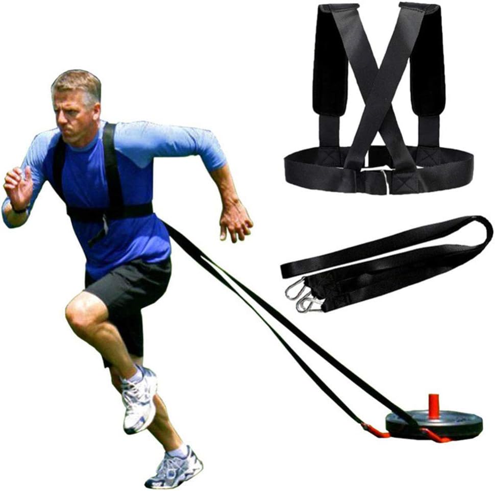 INOOMP Arnés de entrenamiento de trineo de potencia, arnés de tracción de neumáticos, kit de cuerda de resistencia para mejorar la resistencia de la