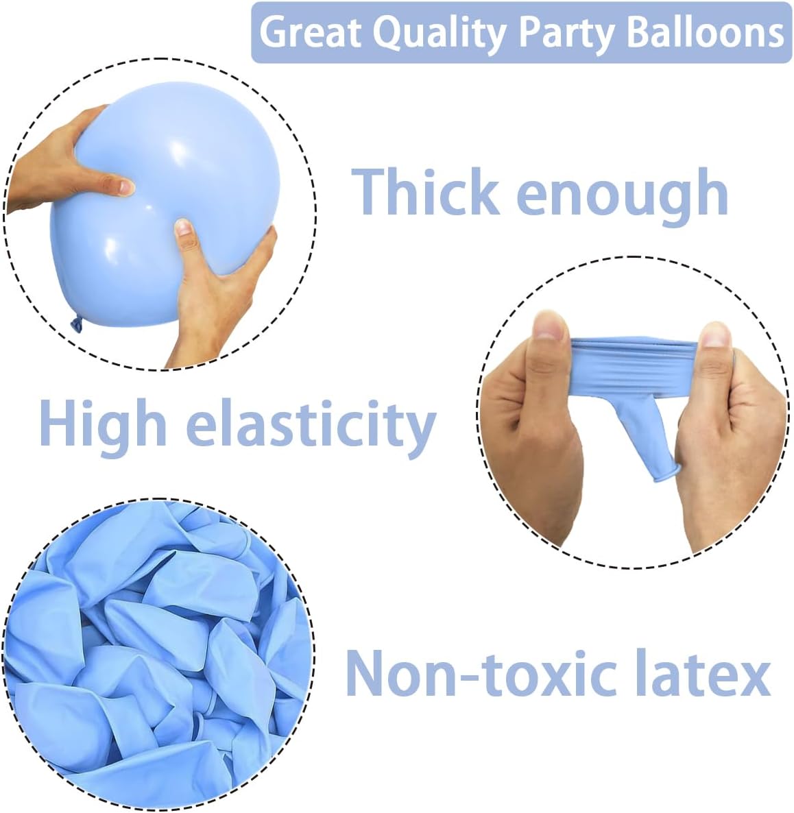 122 globos azules de diferentes tamaños de 36, 18, 12, 10 y 5 pulgadas, kit de arco de globos azul claro, globos extra grandes para baby shower,