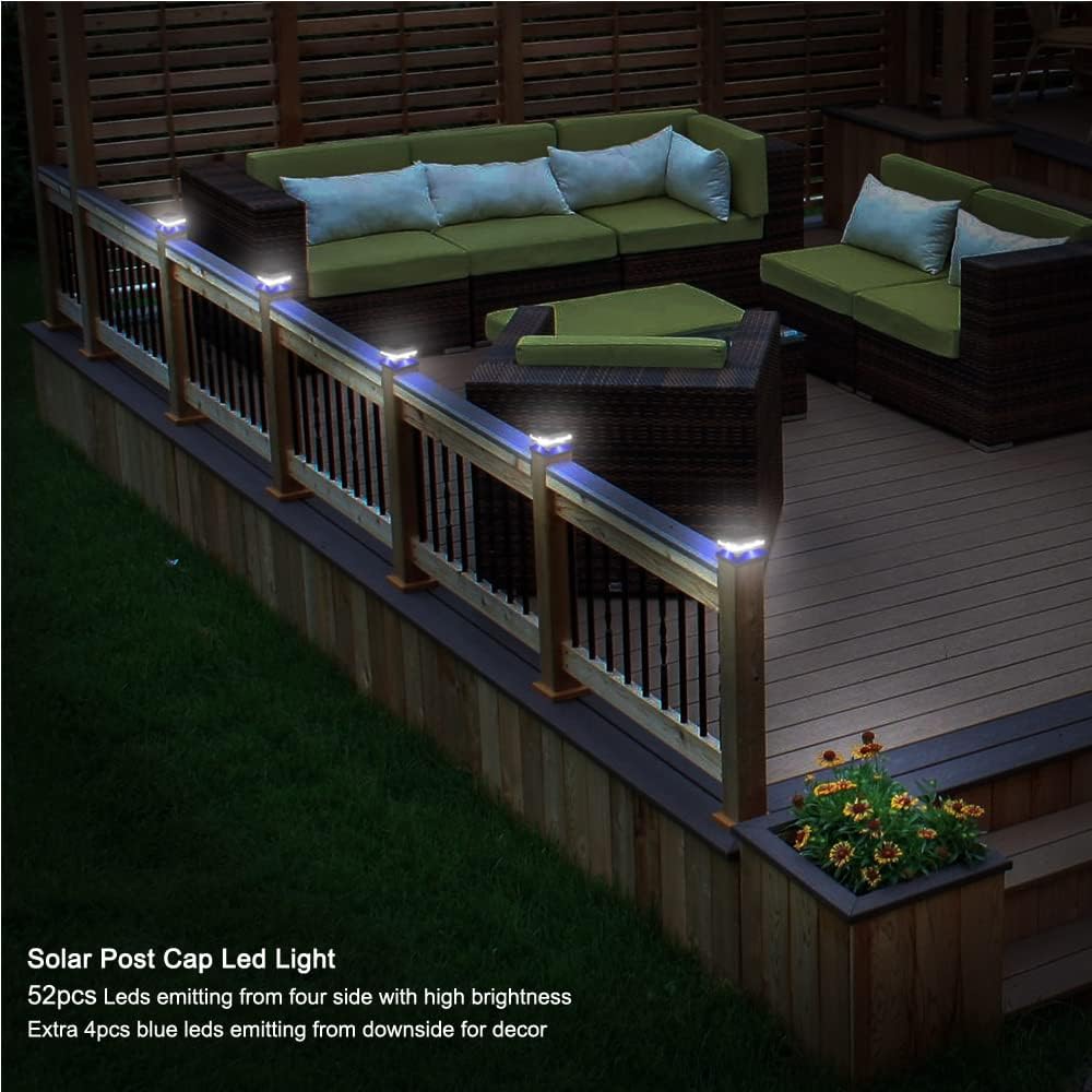 Sumaote Paquete de 6 luces solares para postes de exteriores, IP65, impermeables, para postes de madera de 4 x 4, 5 x 5 o 6 x 6, iluminación LED