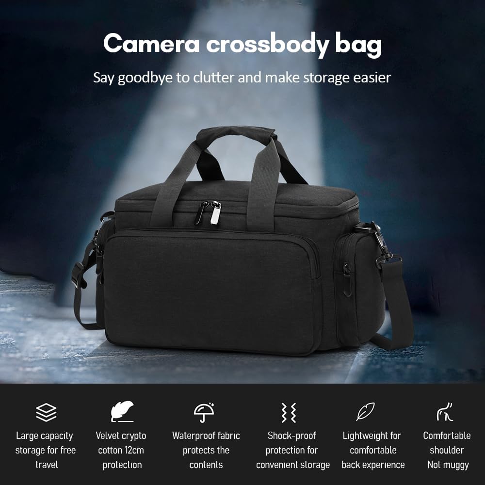 Andoer Funda para cámara pequeña para cámara, bolsa de hombro para cámara de viaje, resistente al agua, a prueba de golpes, bolsa para cámara DSLR