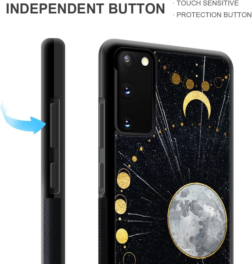 DJSOK Funda compatible con Samsung Galaxy S20 Plus, diseño de luna dorada, diseño de luna dorada+funda protectora de TPU de silicona suave