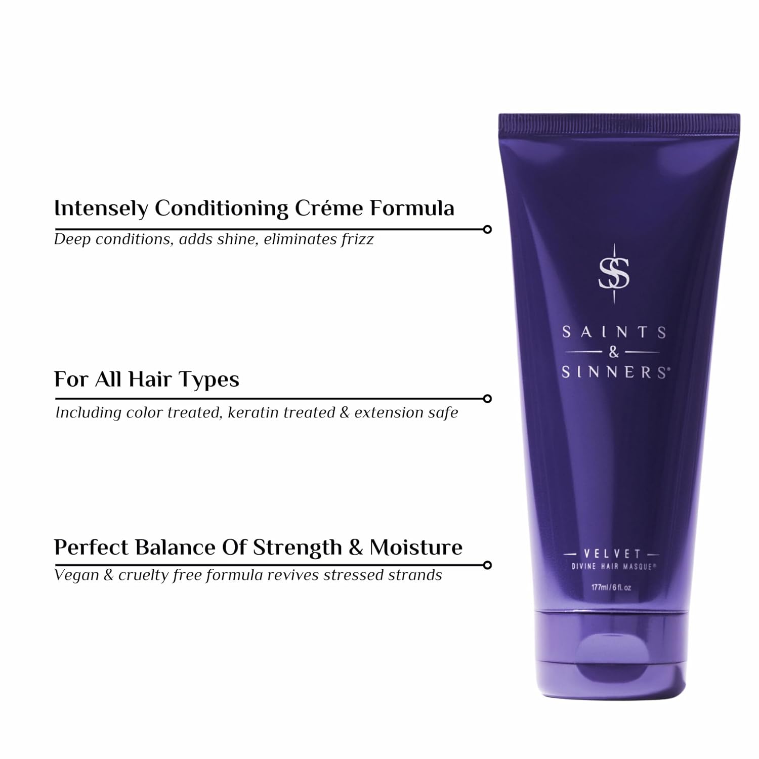 Saints & Sinners Mascarilla divina de terciopelo galardonada para reparar el cabello seco, dañado y encrespado