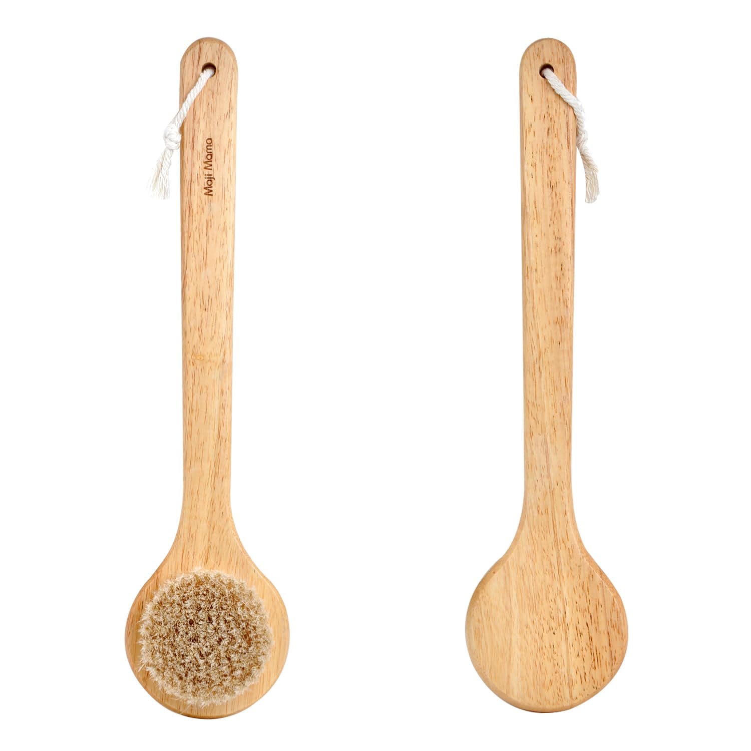 Cepillo de baño de mango largo 100% cerdas de caballo, cepillo de ducha de madera de roble, cerdas naturales para cepillado húmedo o seco, limpiador
