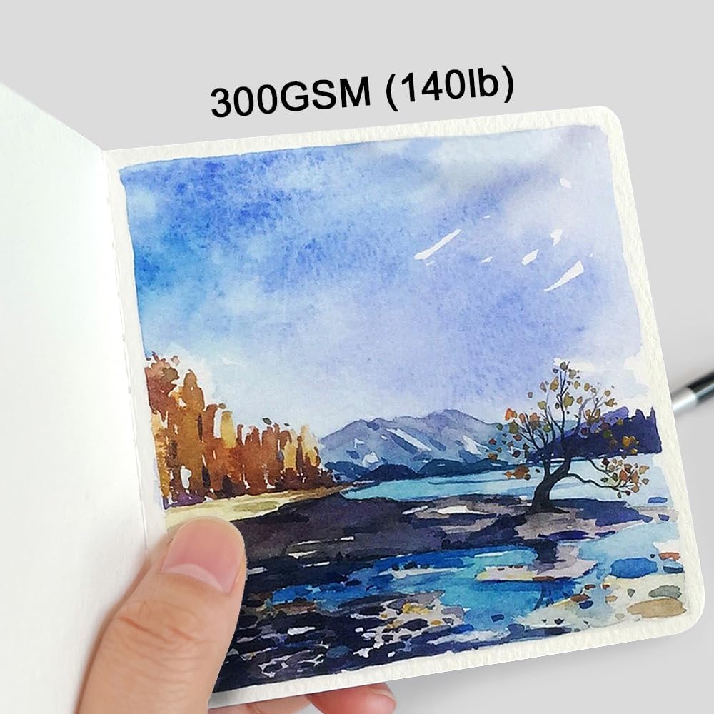 2 cuadernos de bocetos de acuarela, 3.9 x 3.9 pulgadas, portátil, cuadrado, mini cuaderno de acuarela, 124 páginas, papeles de dibujo texturizados