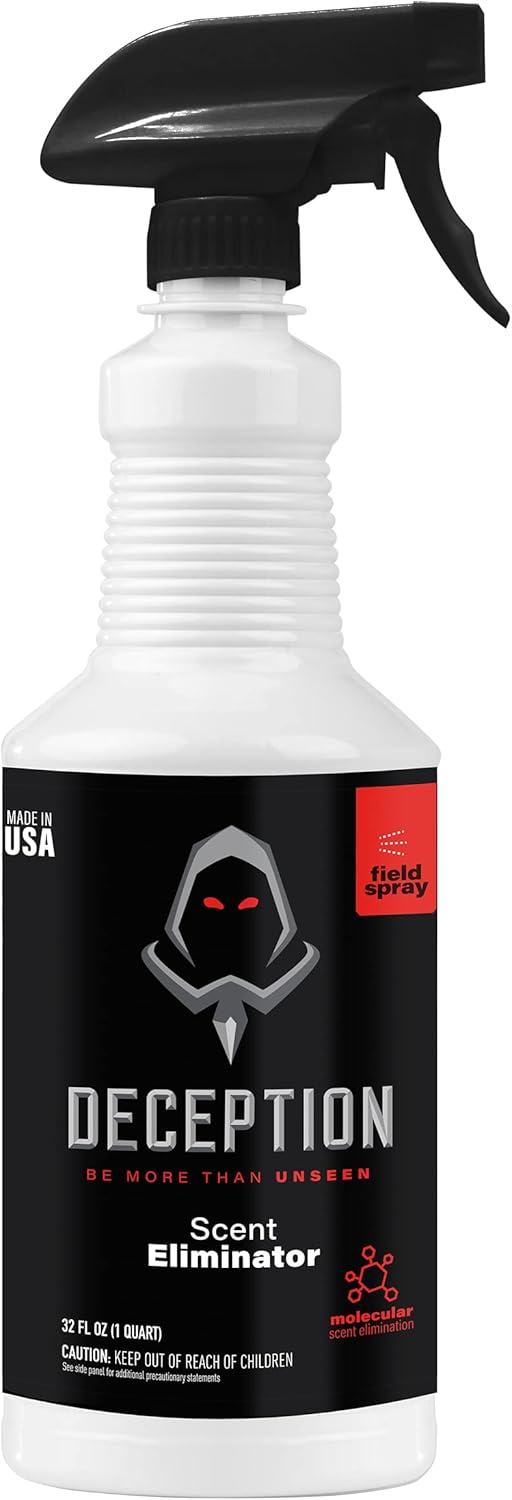 Spray de campo de caza, botella de caza eliminadora de aroma de 32 onzas, cazadores seguros para la ropa, sin olor, para caza, control de olores de