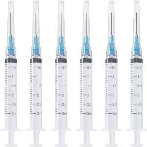 Jeringa desechable de 0.1 fl oz con aguja, envuelta individualmente (23Ga 0.984 in1.0 pulgadas, paquete de 20) Jeringa desechable de 0.1 fl oz con aguja, envuelta individualmente (23Ga 0.984 in1.0 pulgadas, paquete de 20)