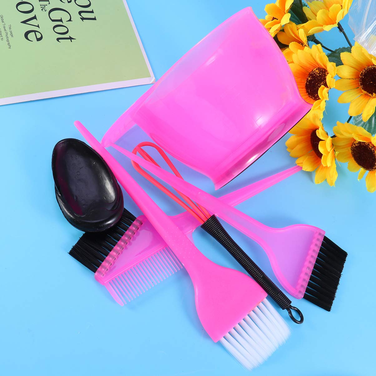 Beaupretty Kit de coloración de tinte para el cabello de 6 piezas con cuenco de color de cabello, cepillo de teñido de cabello, kit de herramientas