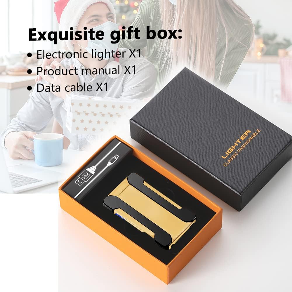 YOZWOO Encendedor de plasma de doble arco recargable, encendedor eléctrico USB, encendedor de proyección fría, resistente al viento, encendedor de