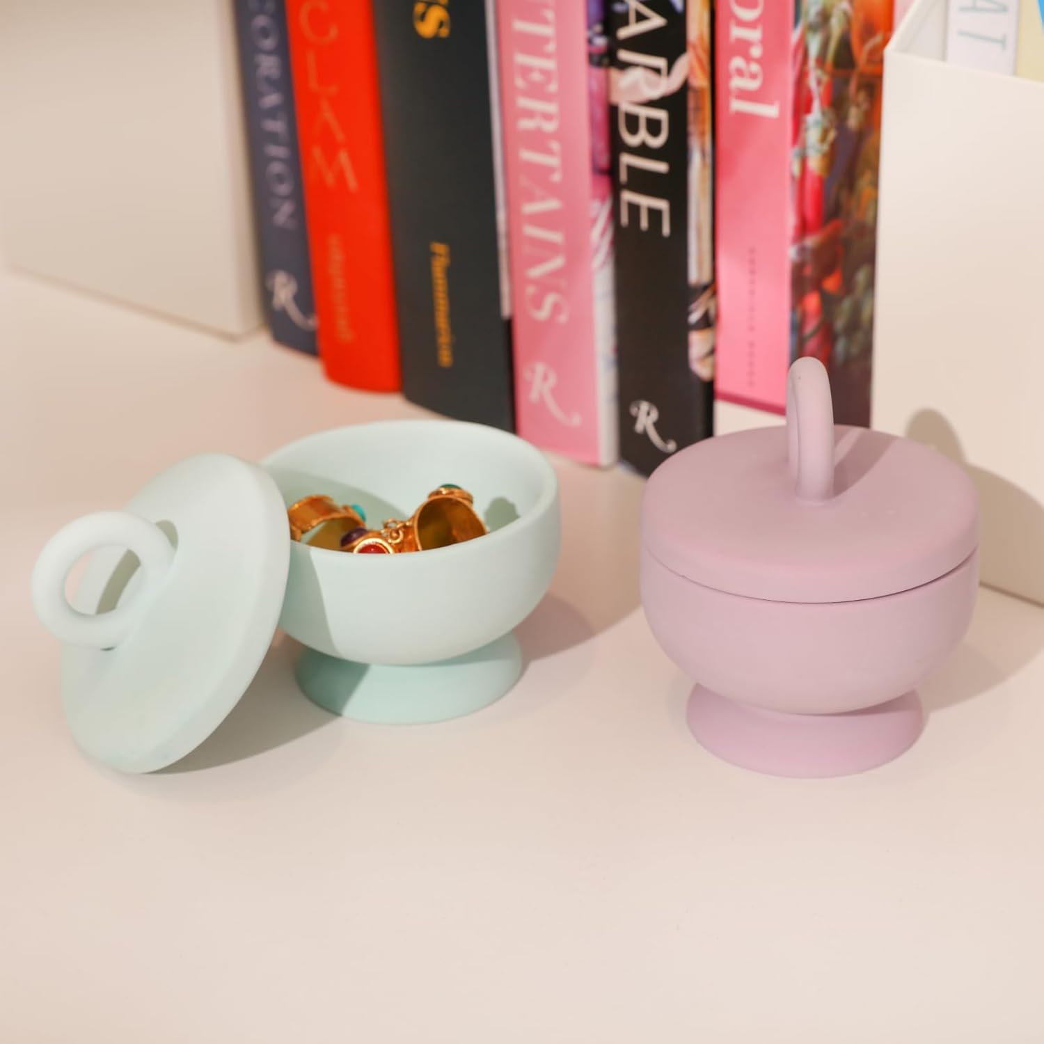 Boowan Nicole Tarro de vela de hormigón de cáliz Molde de silicona Soporte de vela de cemento con tapas, recipientes de molde para suministros de