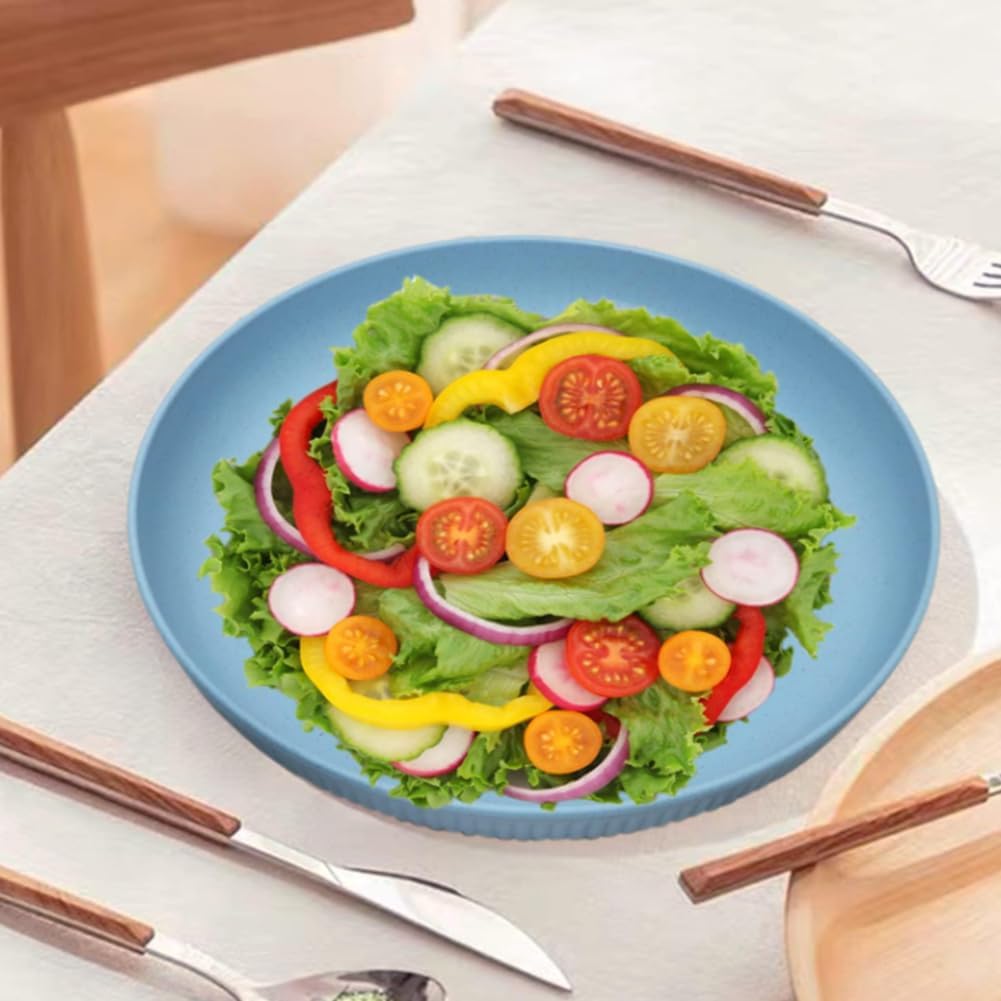Platos de paja de trigo irrompibles de 9 pulgadas, juego de 4 platos reutilizables, aptos para lavavajillas y microondas, platos de cena, saludables