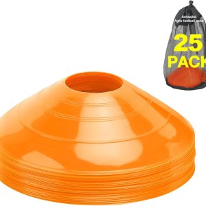 Juego de 25 conos de fútbol de agilidad con bolsa de transporte y para conos de fútbol para entrenamiento, fútbol, baloncesto, entrenamiento, conos Juego de 25 conos de fútbol de agilidad con bolsa de transporte y para conos de fútbol para entrenamiento, fútbol, baloncesto, entrenamiento, conos