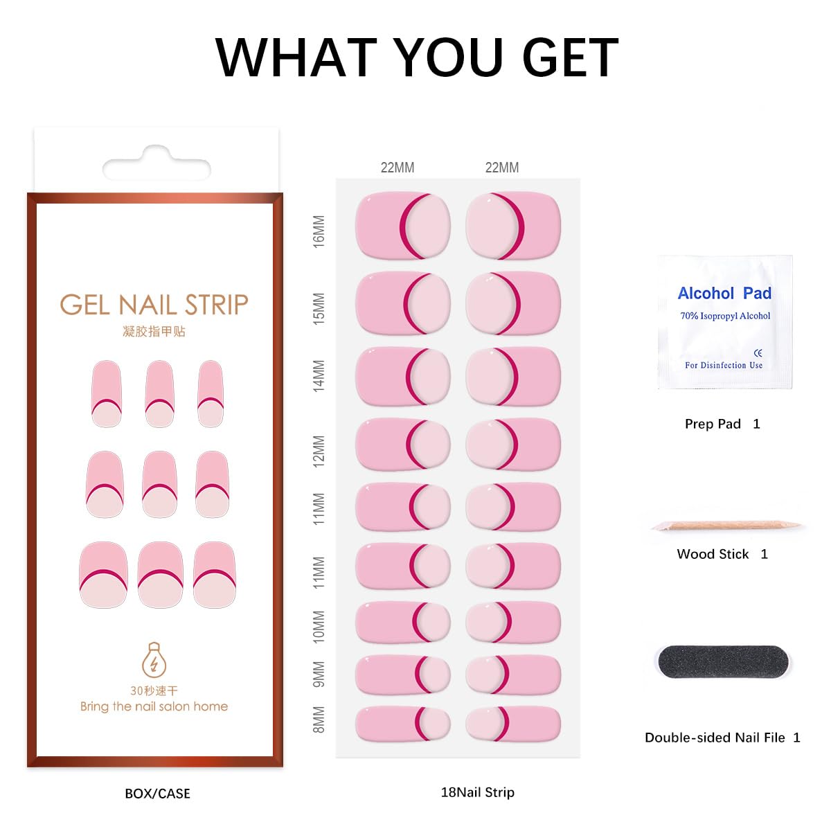 Tiras de uñas de gel semicuradas, calcomanías de uñas de gel francesas que funcionan con cualquier lámpara de uñas, envolturas de gel para uñas,