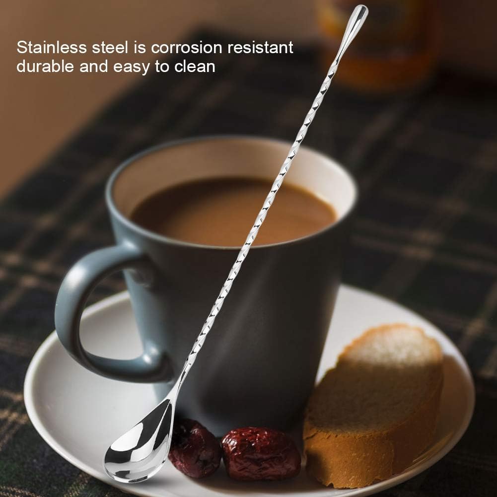 Stainless Steel Cocktail Spoon for Beverage Mixing, Stirring & Layering with Long Handle (round tail 1)