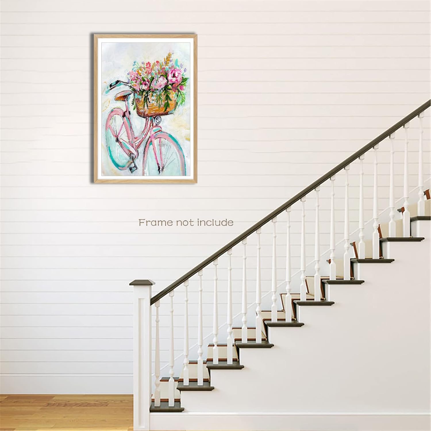 Arte de pared de granja para baño, decoración de pared retro para bicicleta, estilo rural, cesta de flores, cuadros abstractos de flores de
