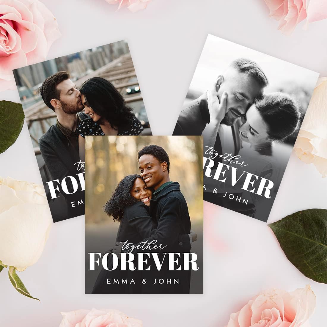 Andaz Press Tarjeta fotográfica personalizada de 8.5 x 11 pulgadas con sobre, tarjeta de felicitación personalizada Together Forever, tarjeta de