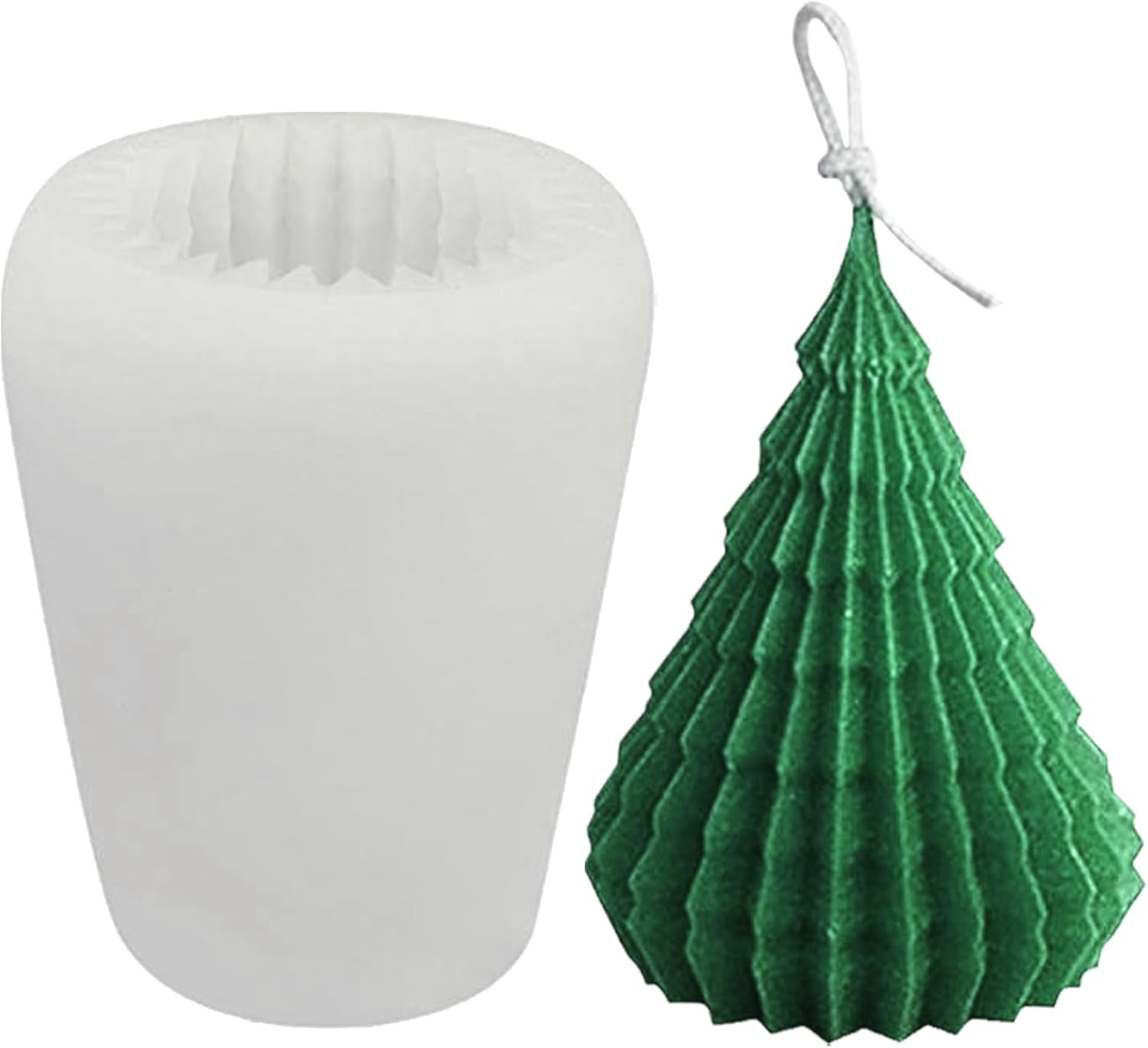 VUTEHO Moldes grandes para velas de árbol de Navidad, moldes de vela con forma de árbol de Navidad de origami, moldes de vela de Navidad 3D para