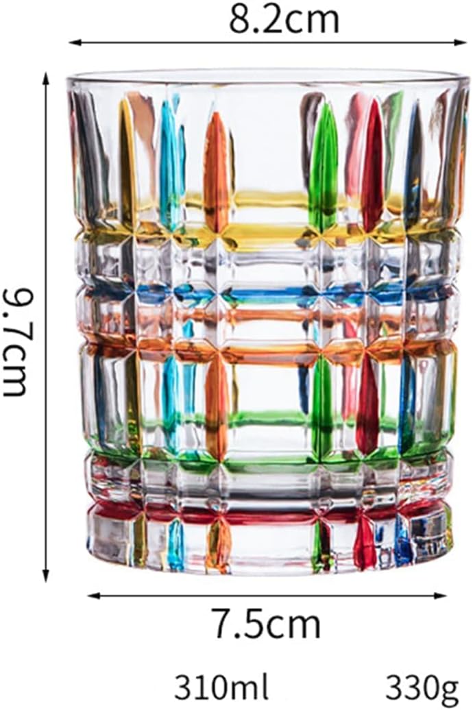 Vidrios coloridos para beber, pintados a mano, vidrios de agua multicolores, vasos de vino de whisky, vasos de vaso (rayas)
