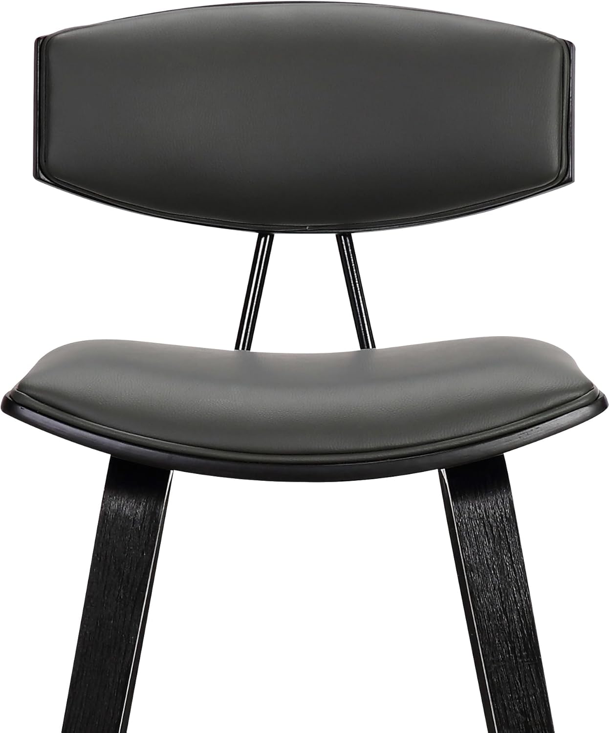 Armen Living Fox – Taburete de bar moderno de mediados de siglo de piel sintética gris y madera negra de 25.5 pulgadas