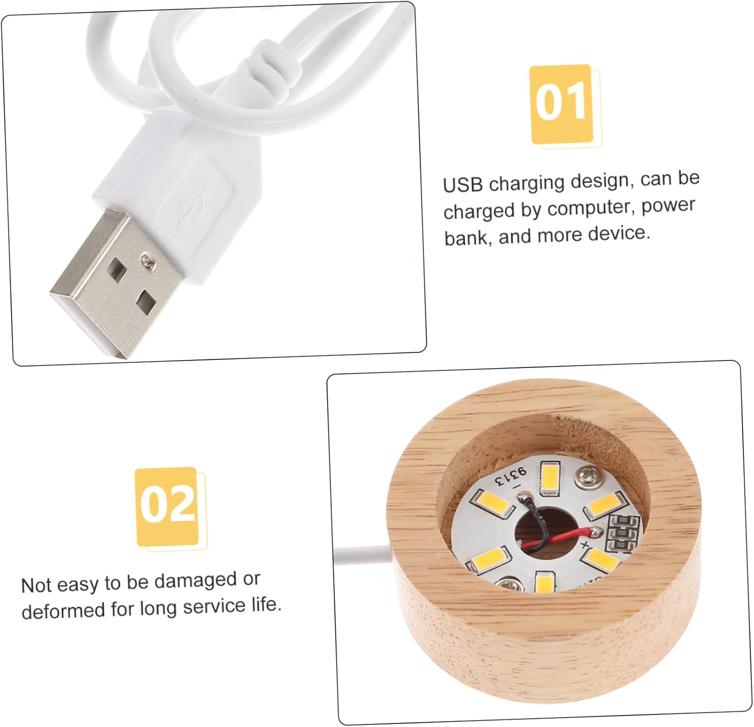 Angoily Pantalla 5 unids Crystal Ball Lámpara Soporte Soporte de Monitor de Madera Base de Luz Base LED de Madera Arte de Cristal Iluminado Bolas de