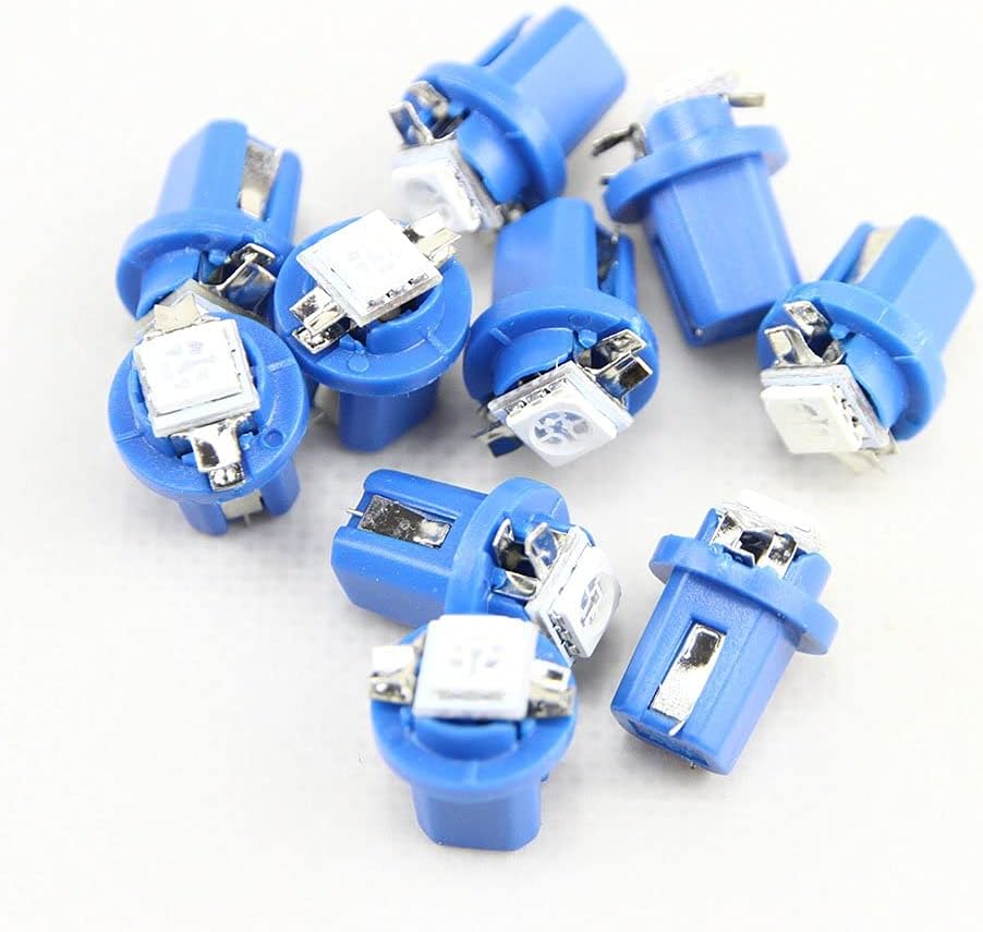 NSLUMO Bombillas para velocímetro, 10 unidades, color azul, T5, B8.5D, 5050, 1SMD, 1SMD, panel de instrumentos, 12 V