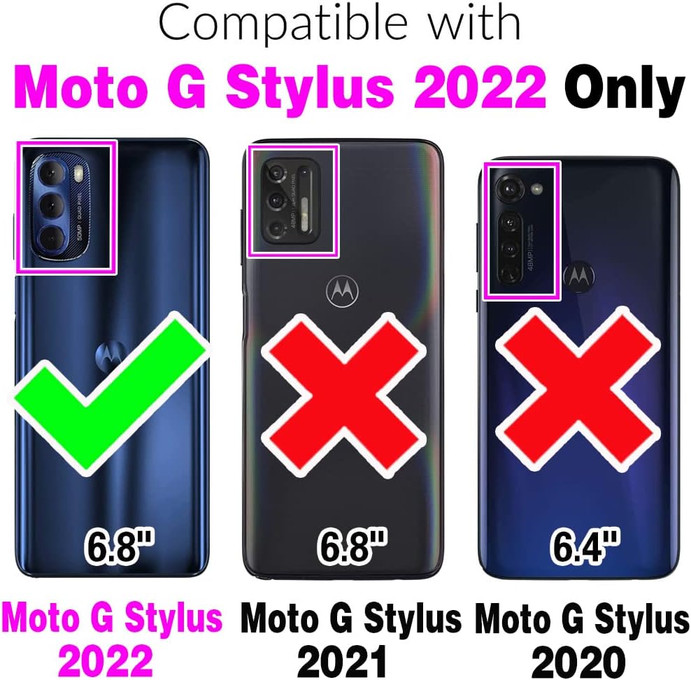 Asuwish Funda compatible con Moto G Stylus 2022 4G y protector de pantalla de vidrio templado, tarjetero de cuero, accesorios para celular, funda