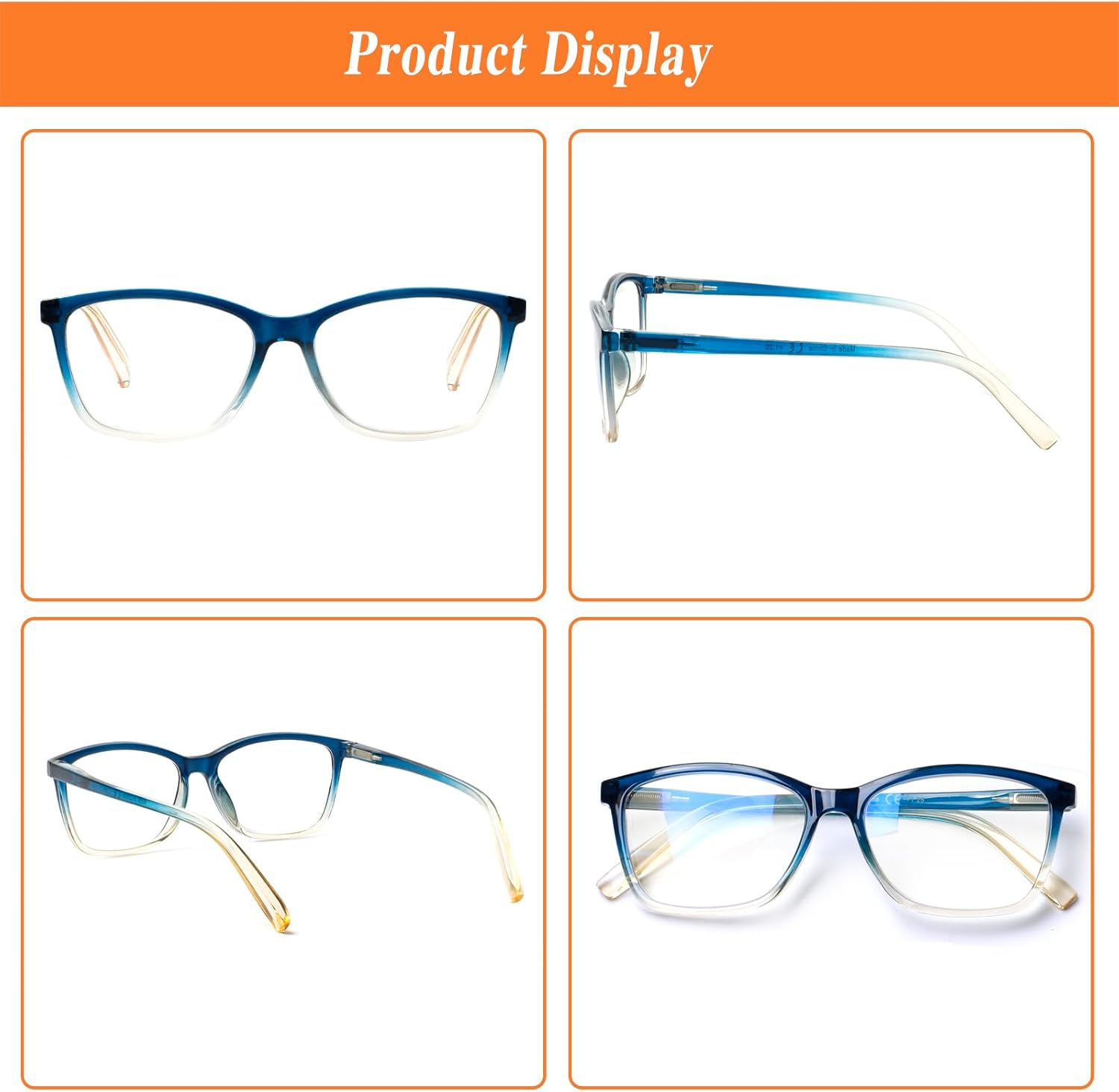 NORPERWIS Gafas de lectura con bisagra de resorte para mujeres y hombres, anteojos cuadrados con bloqueo de luz azul
