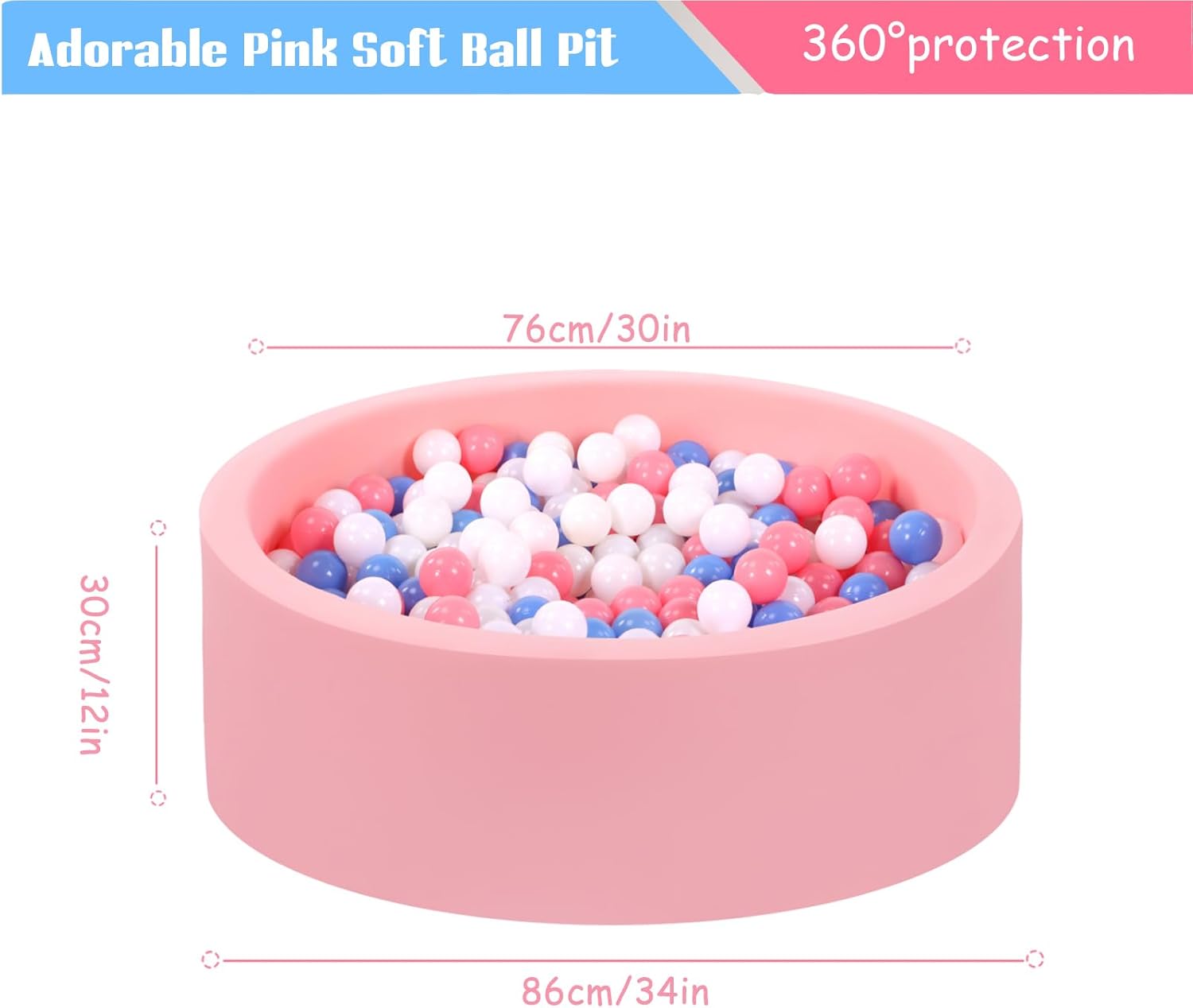 Piscina de bolas para bebés para niños pequeños, piscina de bolas de terciopelo de leche rosa duradero, corralito de juegos suave, regalo y juguetes