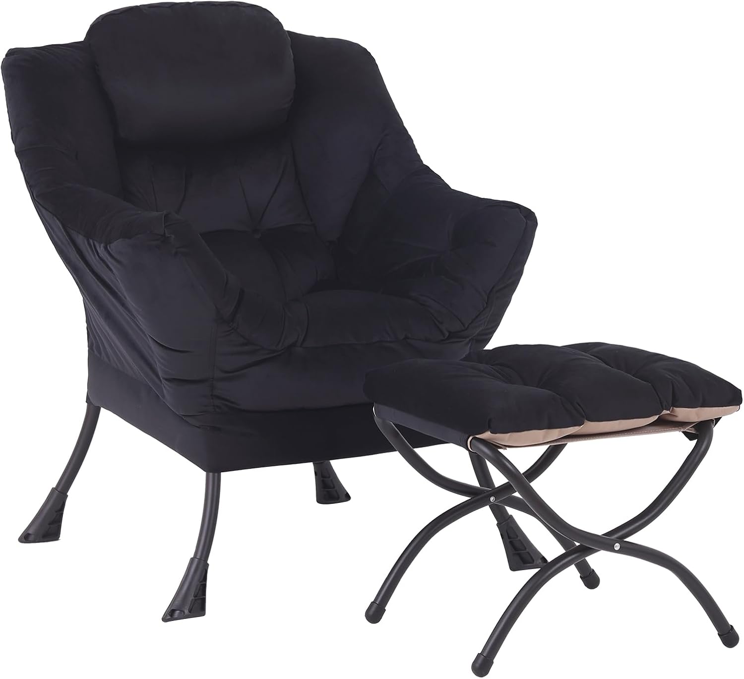 SESHINELL Silla perezosa con otomana, moderna silla de acento contemporánea, sofá de ocio con reposabrazos, silla de lectura y reposapiés plegable