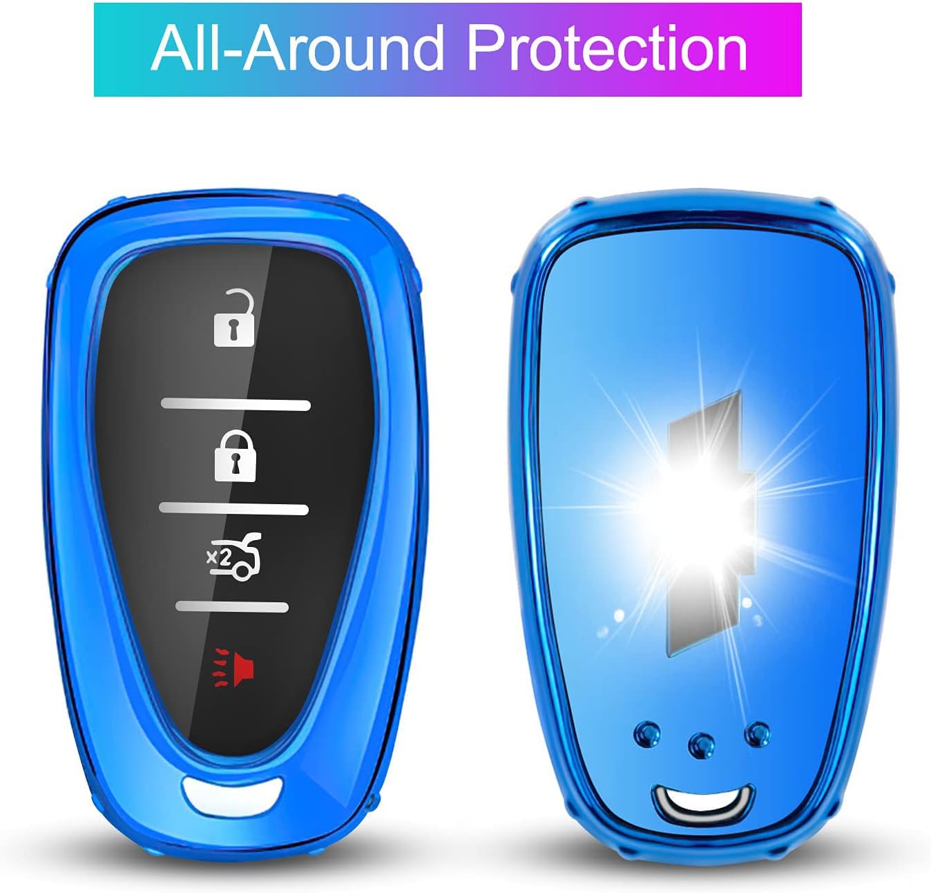 QBUC Funda para llavero Chevrolet con llavero para Chevy Cruze Camaro Malibu Traverse Spark Equinox Sonic Volt Bolt Trax