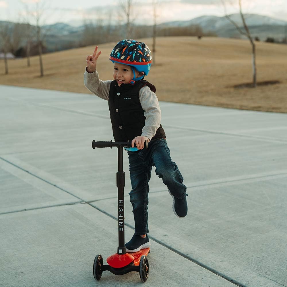 Patinete de 3 ruedas para niños de 3 a 5 años, scooter con ruedas de luz LED, scooter para niños con altura ajustable, inclinación para conducir,