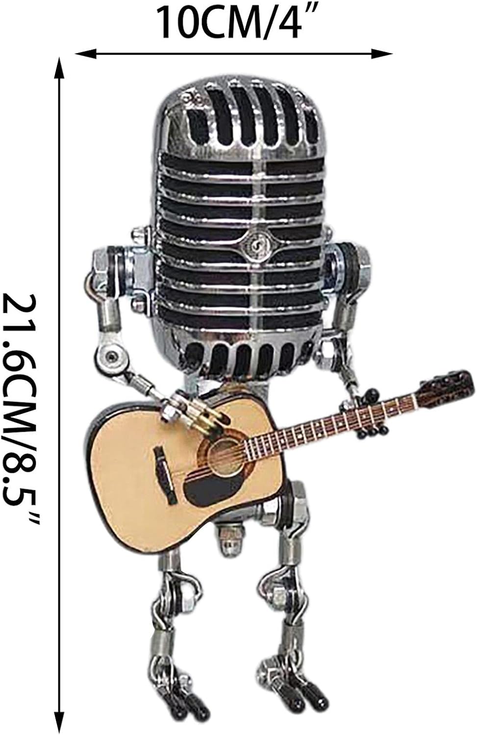 Lámpara vintage con micrófono, guitarra, robot con atenuador, lámpara de mesa de metal retro de tamaño pequeño, luz nocturna de brillo ajustable