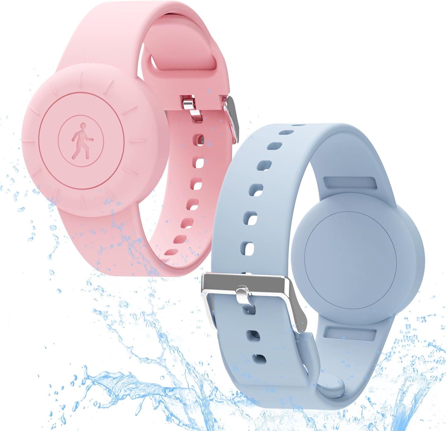 Pulsera impermeable para Airtag para niños (paquete de 2), pulsera de silicona suave oculta para niños, funda completa ligera para rastreador GPS