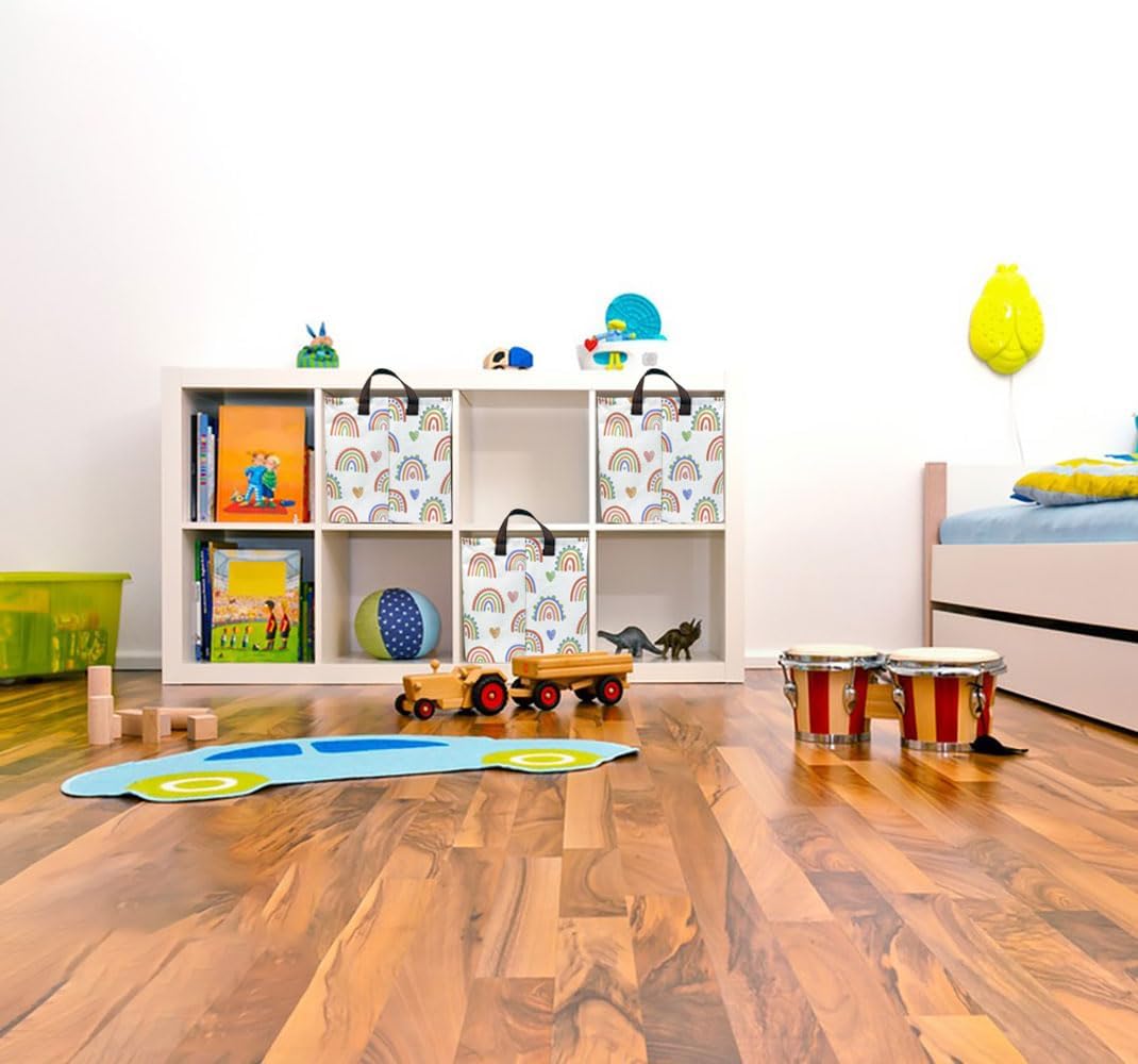 Cesta de Pascua rectangular grande con asas, caja de almacenamiento de juguetes para niños, bonita cesta organizadora de lona, cesta de libros,